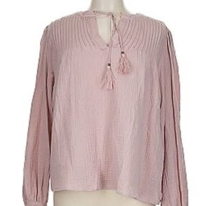 Magaschoni 100% Organic Cotton Mauve Peasant Blouse Size Large